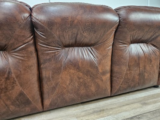 Three-Seater Club Sofa in Brown Leather, 1970-ZUW-2015969