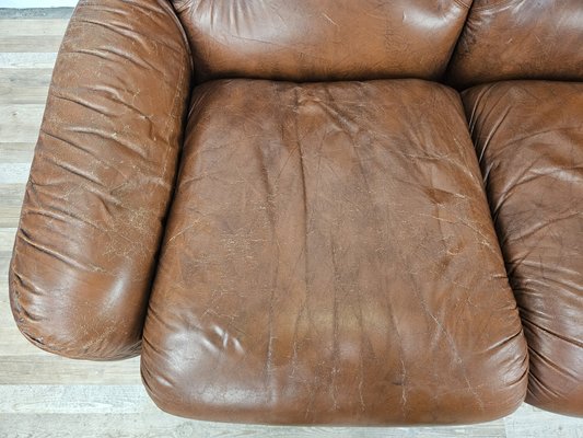 Three-Seater Club Sofa in Brown Leather, 1970-ZUW-2015969