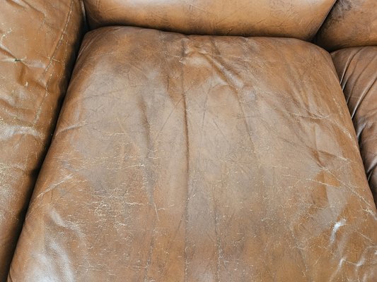 Three-Seater Club Sofa in Brown Leather, 1970-ZUW-2015969