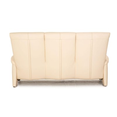 Three-Seater Cream Sofa in Leather-RQW-1778155