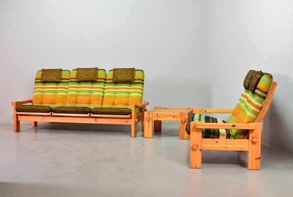 Three-Seater Dymling Sofa in Pinewood by Yngve Ekström for Swedese, 1970s-IXC-1384040