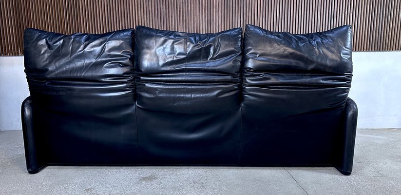 Three-Seater Maralunga Leather Sofa by Vico Magistretti for Cassina, 1970s-JP-1765337