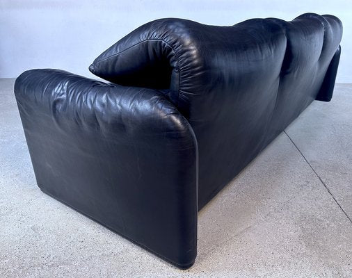 Three-Seater Maralunga Leather Sofa by Vico Magistretti for Cassina, 1970s-JP-1765337