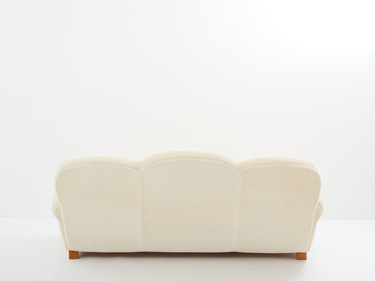 Three Seater Sofa in Mohair & Velvet by Jules Leleu, 1940s-YJA-1794897