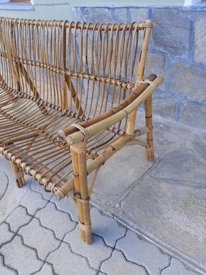 Three-Seater Sofa in Rattan with Original Cushions, 1950s-OHK-990461