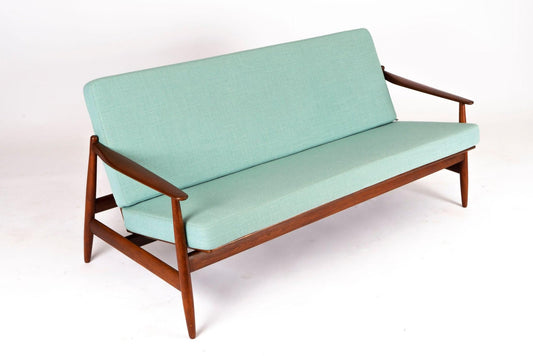 Three-Seater Sofa in Teak & Fabric by Hans Olsen for Frem in Røjle