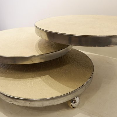 Three Tray Coffee Table by Maria Pergay for Mercier Frères, 1960s-NYF-2019012