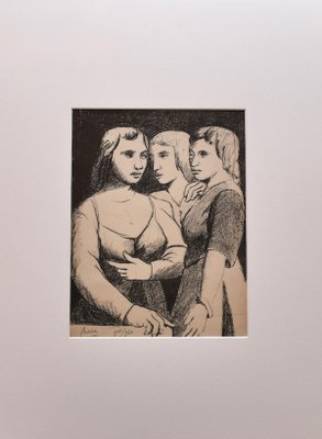 Three Twins - Original Lithograph by P. Borra - 1950s 1950s-ZCI-755877