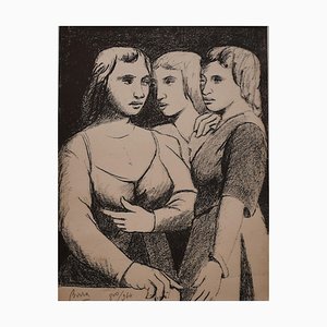 Three Twins - Original Lithograph by P. Borra - 1950s 1950s-ZCI-755877