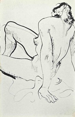 Tibor Gertler, Nude From the Back, Original Marker Pen, Mid 20th-Century-ZCI-1266698