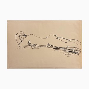 Tibor Gertler, Nude Lying Down, Ink Drawing, 1951-ZCI-852355