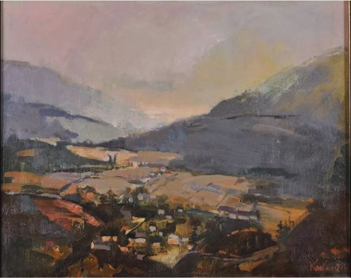 Tibor Kádár, Valley at Borospatak, Transylvania, 1960s, Oil on Canvas-QOR-2017169