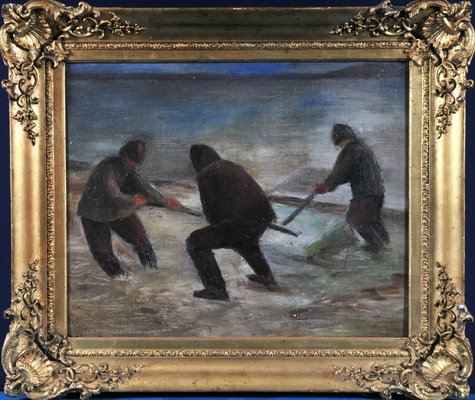 Tibor Pólya, Ice Cutters, 1890s-1910s, Oil on Canvas-QOR-2023565