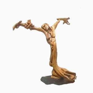 Tiburzi, Large Christ Sculpture, Olive Wood, 1920s-RKF-1765235