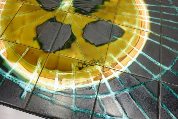 Tile Abstract Decor & Chrome Frame Coffee Table by Juliette Belarti for Belarti, 1960s-FH-753271