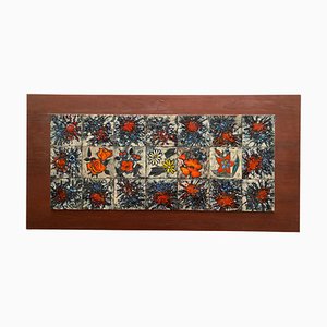 Tile Wall Hanging Tableau with Flowers from Vallauris, France, 1960s-KL-1436935