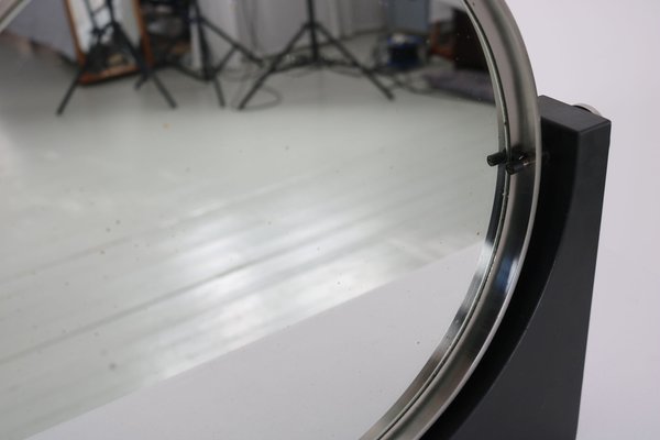 Tiltable Table Mirror with Black Marble Base and Brushed Chrome Border, Italy, 1960s-AA-1771750