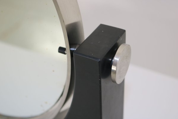 Tiltable Table Mirror with Black Marble Base and Brushed Chrome Border, Italy, 1960s-AA-1771750