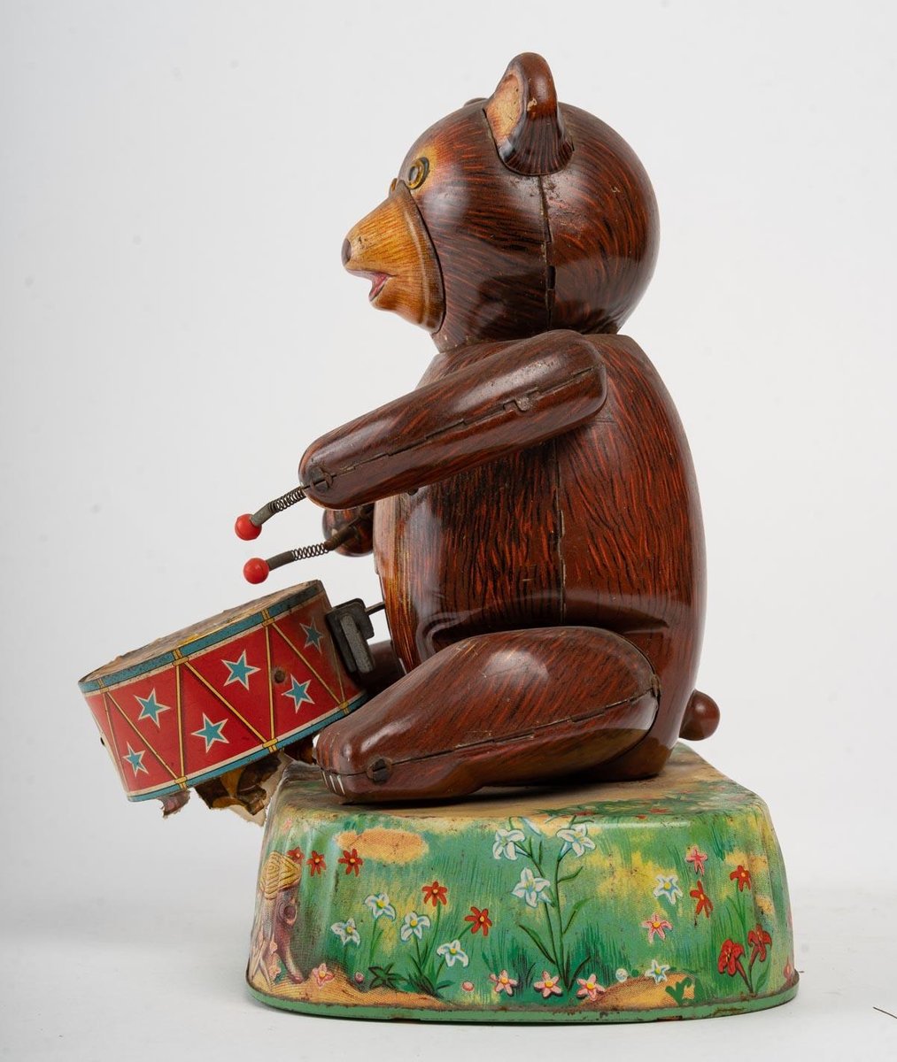 Tin Toy Bear with Tambourine