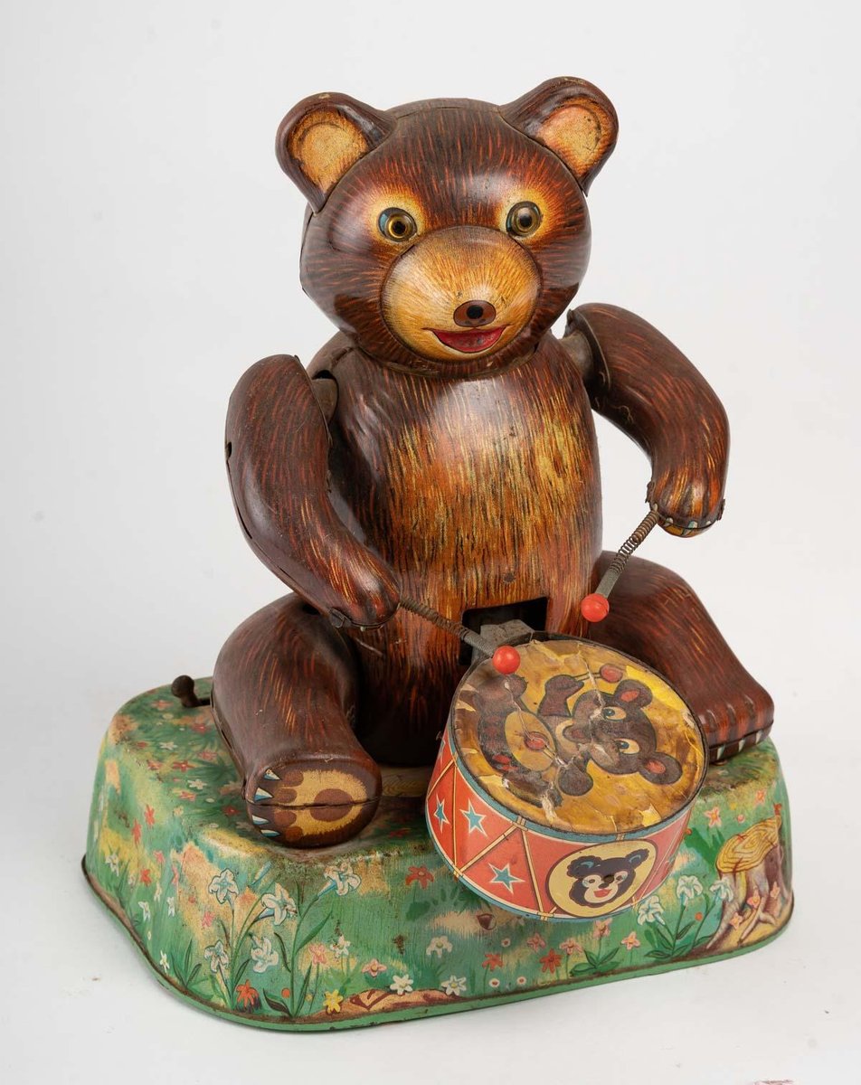 Tin Toy Bear with Tambourine