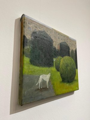 Tinatin Chkhikvishvili, White Dog in Dem Platz, 2023, Oil on Canvas-CHG-2037526