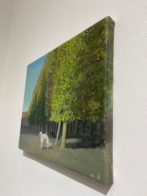 Tinatin Chkhikvishvili, White Dog in Schönbrunn, 2023, Oil on Canvas-CHG-2037525