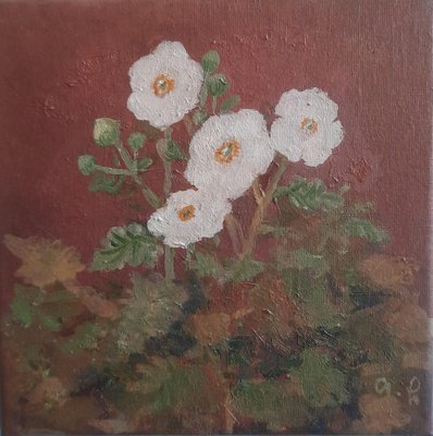 Tinatin Chkhikvishvili, White Flowers, 2023, Oil on Canvas-CHG-2037523