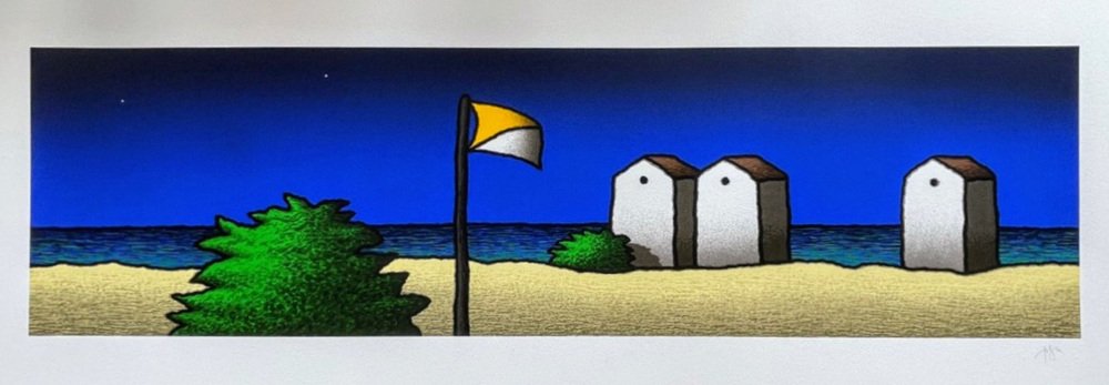 Tino Stefanoni, Spiaggia e bandiera, 1990, Serigraph