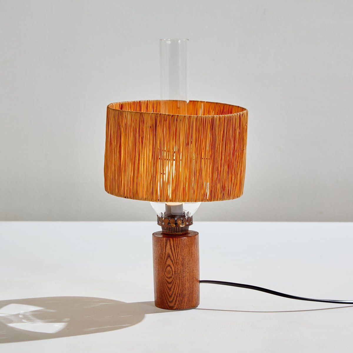 Tiny Table Lamp with Raffia Shade