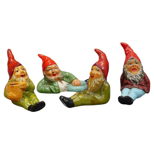 Tiny Terracotta Garden Gnomes, Germany, 1950s, Set of 4