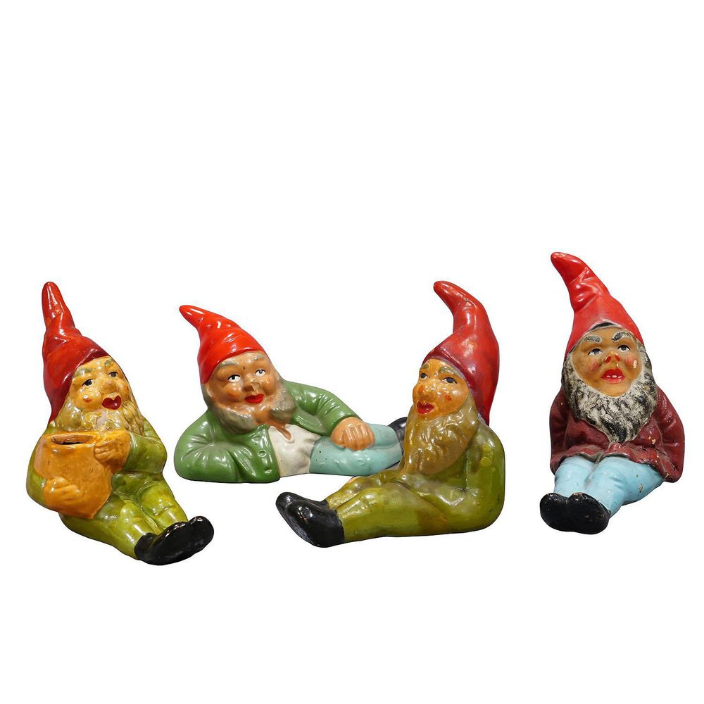 Tiny Terracotta Garden Gnomes, Germany, 1950s, Set of 4