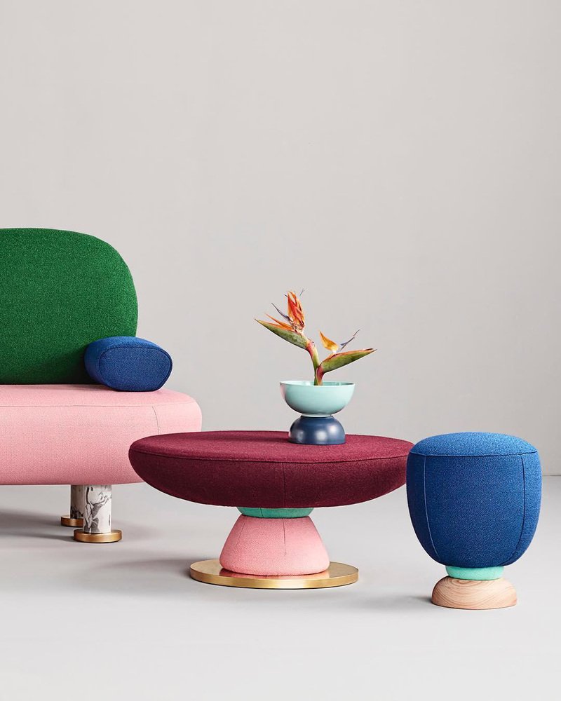 Toadstool Collection Ensemble Sofa with Table and Puffs by Pepe Albargues, Set of 5