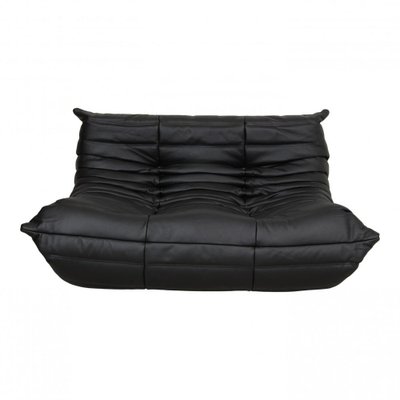 Togo 2-Seater Sofa in Black Leather by Michel Ducaroy for Ligne Roset, 1970s-MTD-1400846