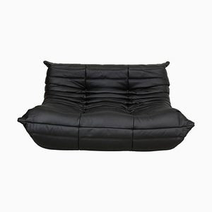 Togo 2-Seater Sofa in Black Leather by Michel Ducaroy for Ligne Roset, 1970s-MTD-1400846