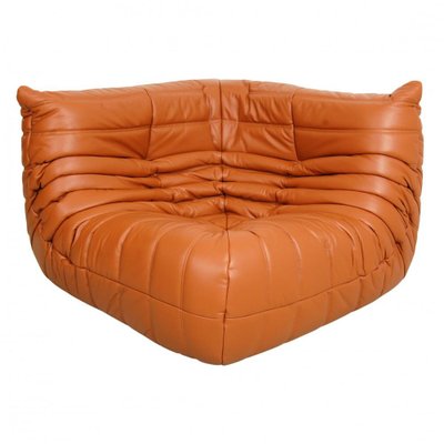 Togo Corner Chair in Cognac Leather by Michel Ducaroy for Ligne Roset, 1970s-MTD-1400841