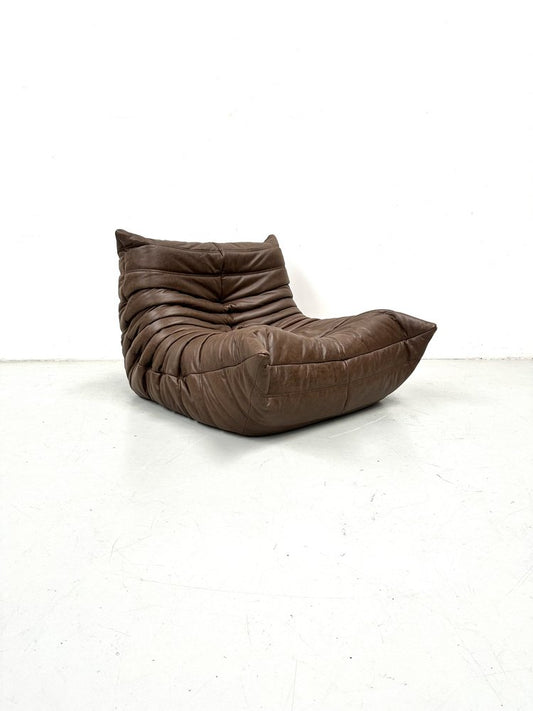 Togo Lounge Chair in Dark Brown Leather by Michel Ducaroy for Ligne Roset