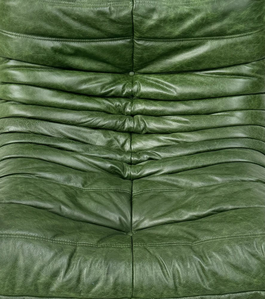 Togo Lounge Chair in Forest Green Leather by Michel Ducaroy for Ligne Roset