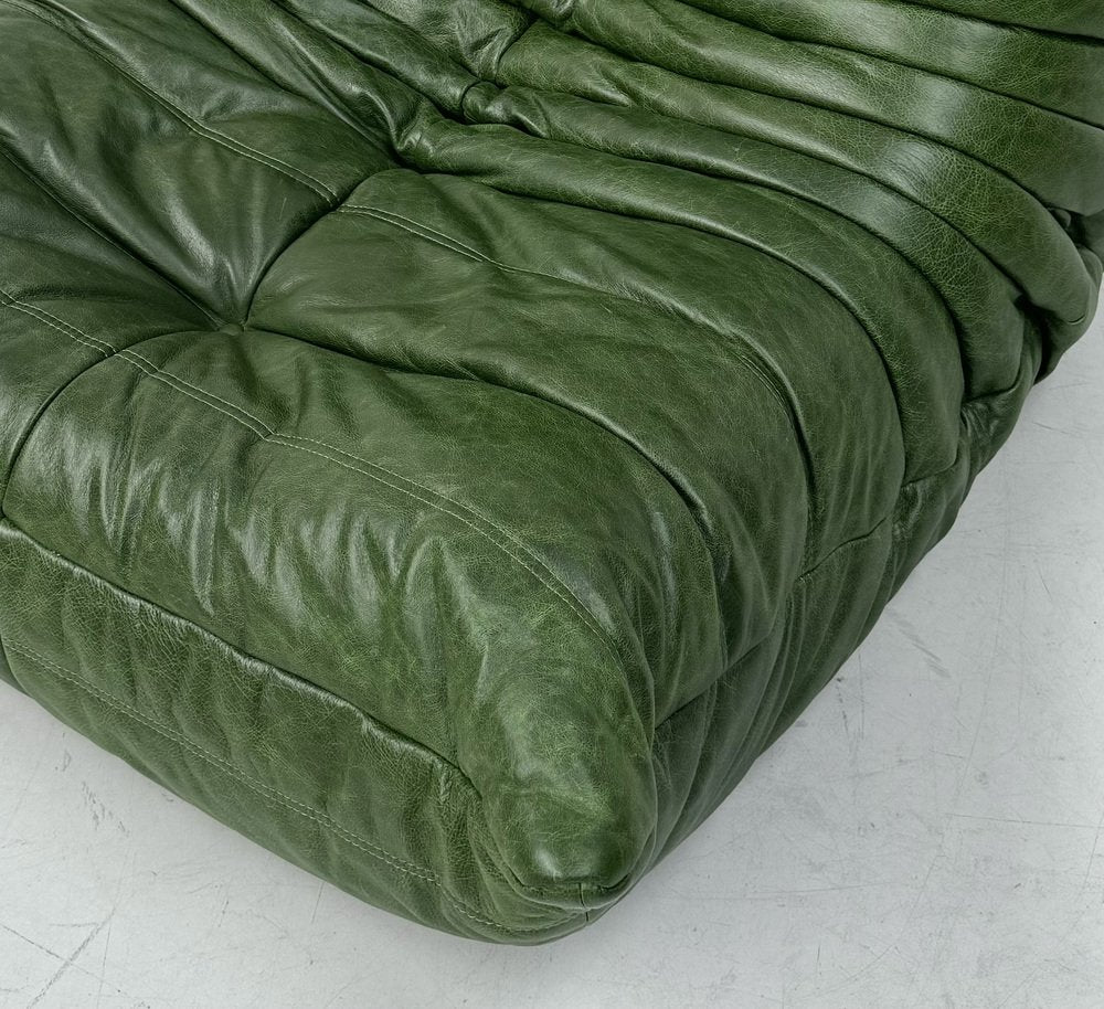 Togo Lounge Chair in Forest Green Leather by Michel Ducaroy for Ligne Roset