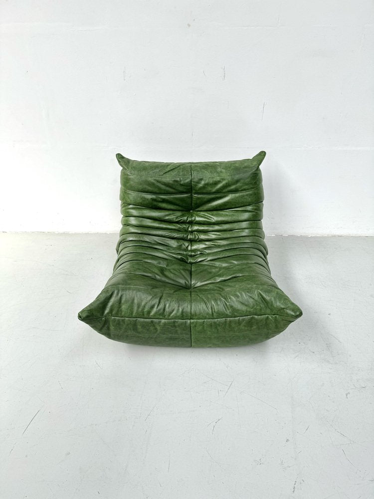 Togo Lounge Chair in Forest Green Leather by Michel Ducaroy for Ligne Roset