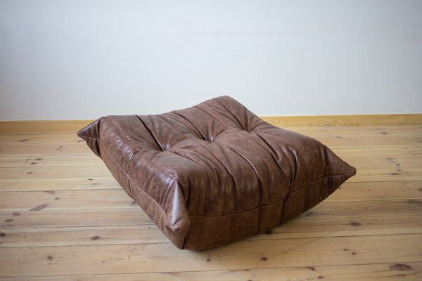 Togo Pouf in Dark Brown Leather by Michel Ducaroy for Ligne Roset-IXA-1798996