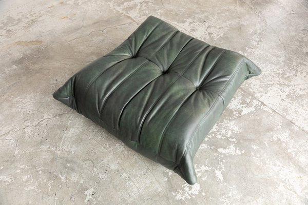 Togo Set in Green Dark Leather by Michel Ducaroy for Ligne Roset, Set of 5-RKX-2035647