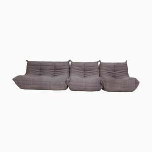 Togo Sofa Set in Grey Fabric by Michel Ducaroy for Ligne Roset, 1970s, Set of 3-MTD-1400839