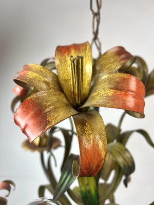 Tole Flower Chandelier, France, 1950s-WZZ-1454629