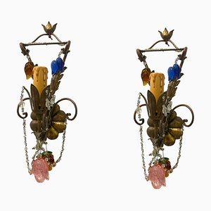 Tole Murano Glass Sconces, 1950s, Set of 2-JJC-1752198