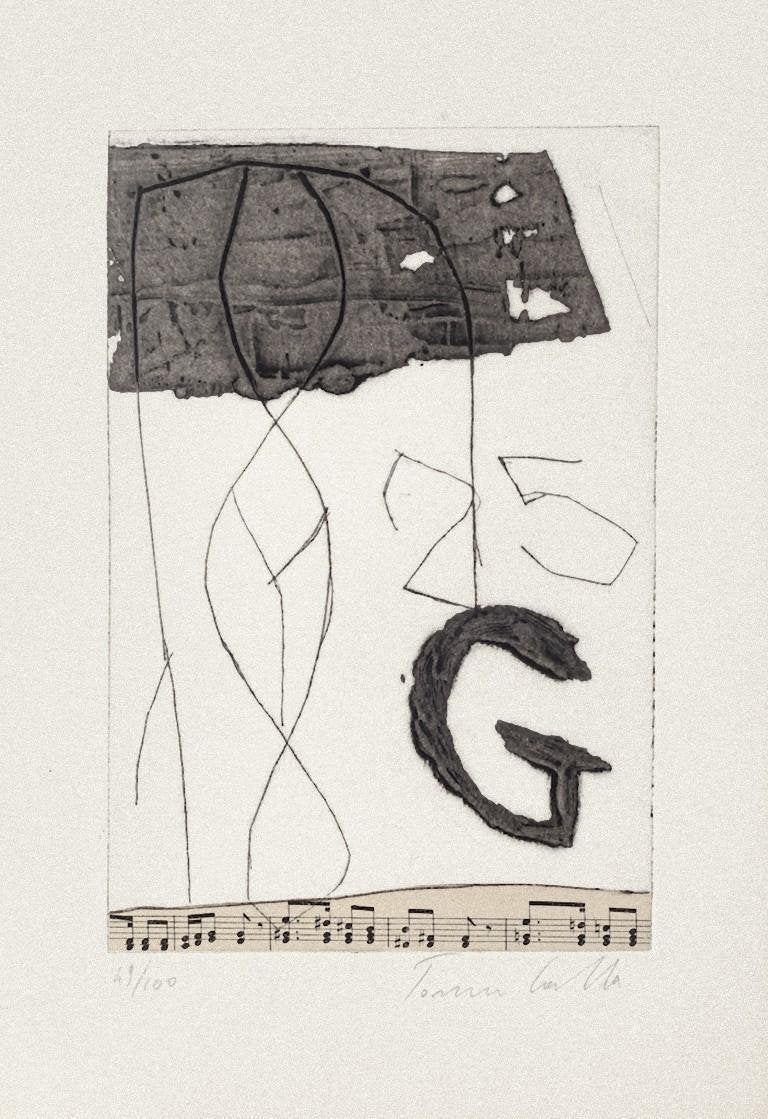 Tommaso Cascella - Musical Notes - Original Etching and Collage