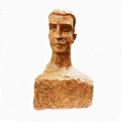 Toni Boni, Virile Bust, 1957, Terracotta Sculpture-TIT-786983