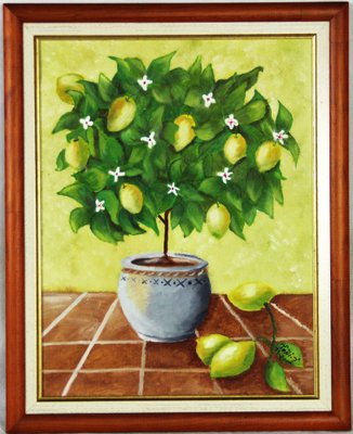 Toni, Still Life with Lemon Tree, 20th Century, Oil on Canvas, Framed-ZYI-1332114