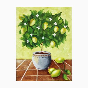 Toni, Still Life with Lemon Tree, 20th Century, Oil on Canvas, Framed-ZYI-1332114