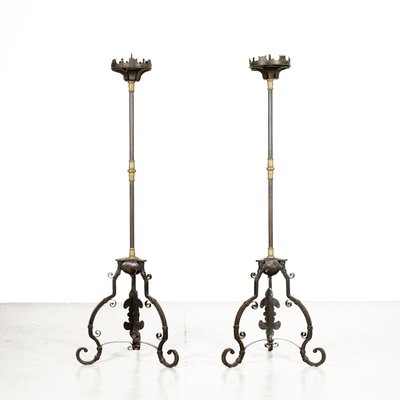 Torch Holders in Wrought Iron, Italy, 19th Century, Set of 2-VMM-1298782