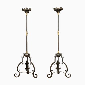 Torch Holders in Wrought Iron, Italy, 19th Century, Set of 2-VMM-1298782